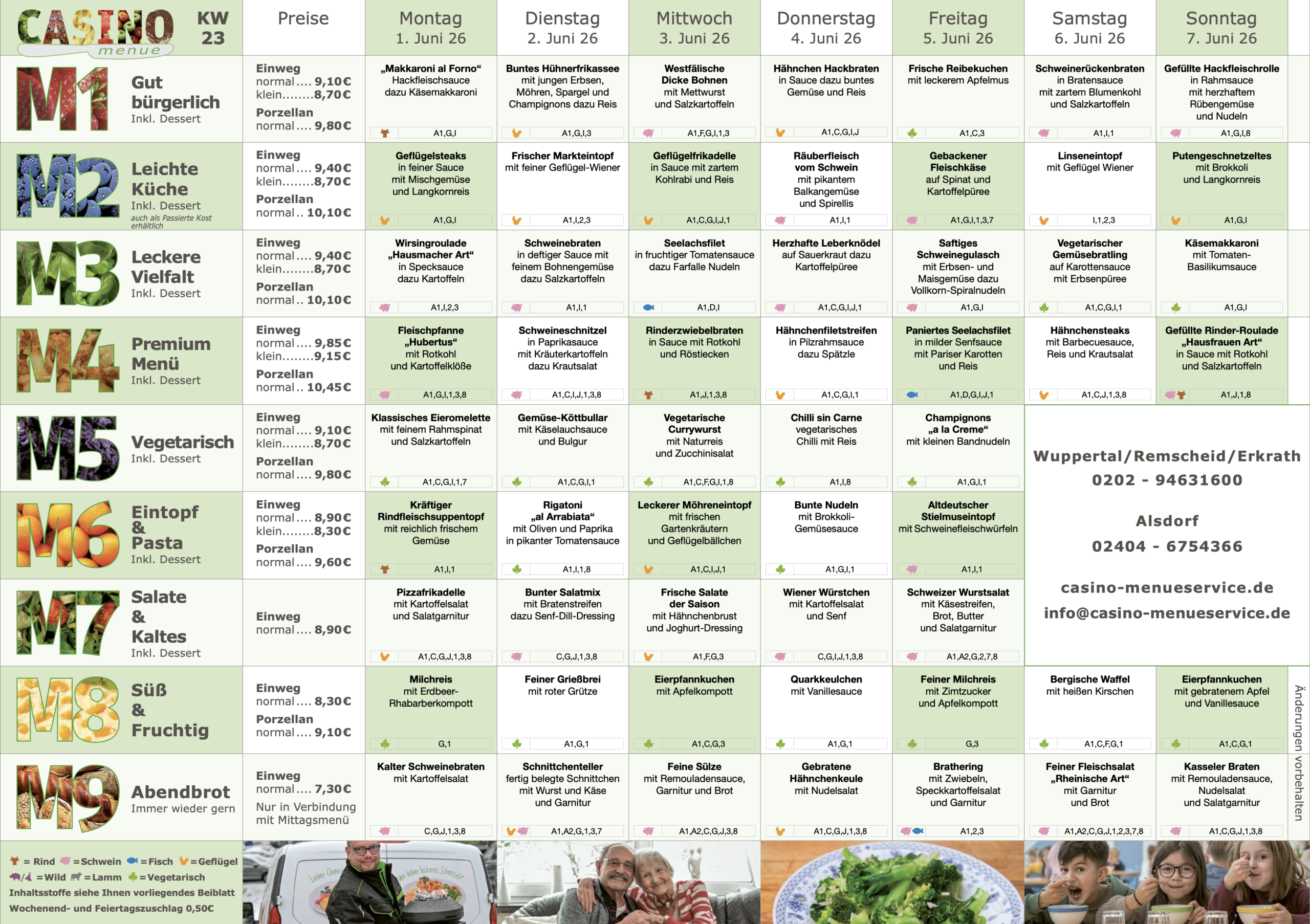 Essen auf Rädern Speiseplan
