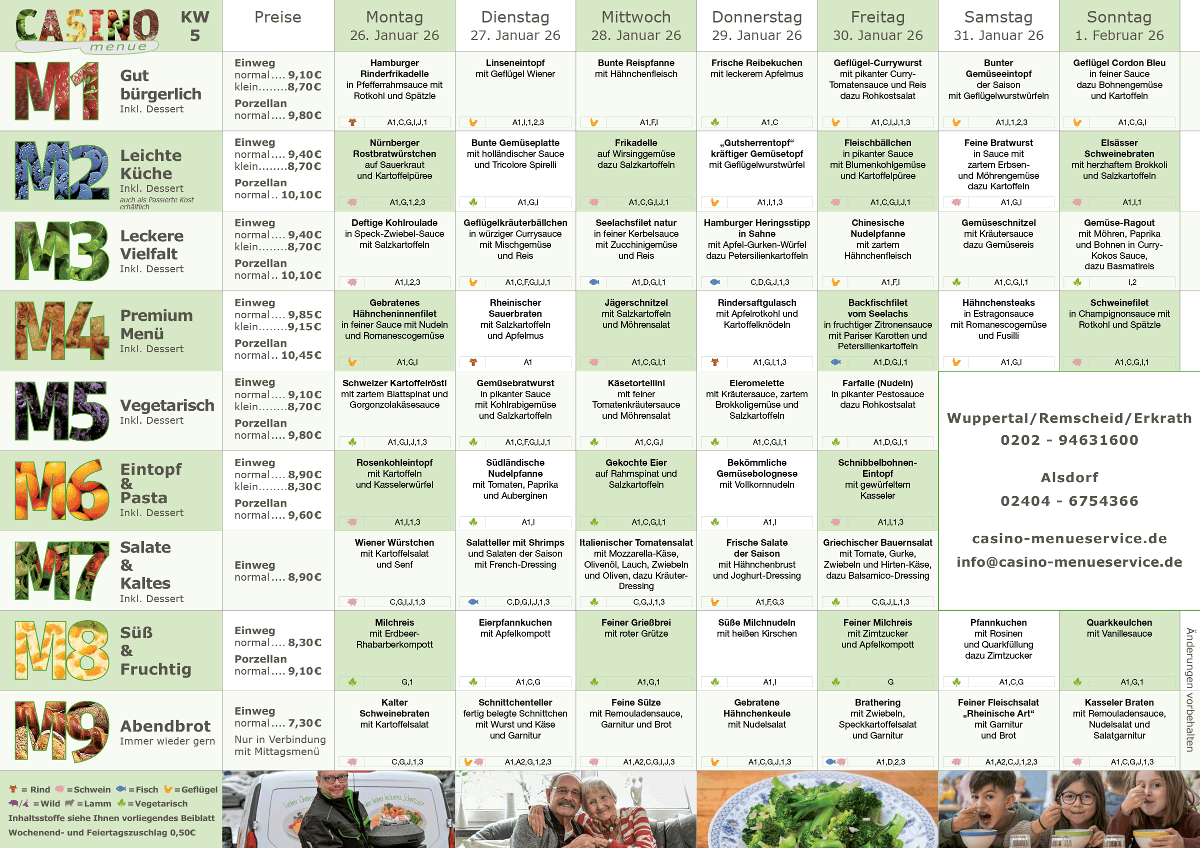 Wochenplan Essen auf R&auml;dern