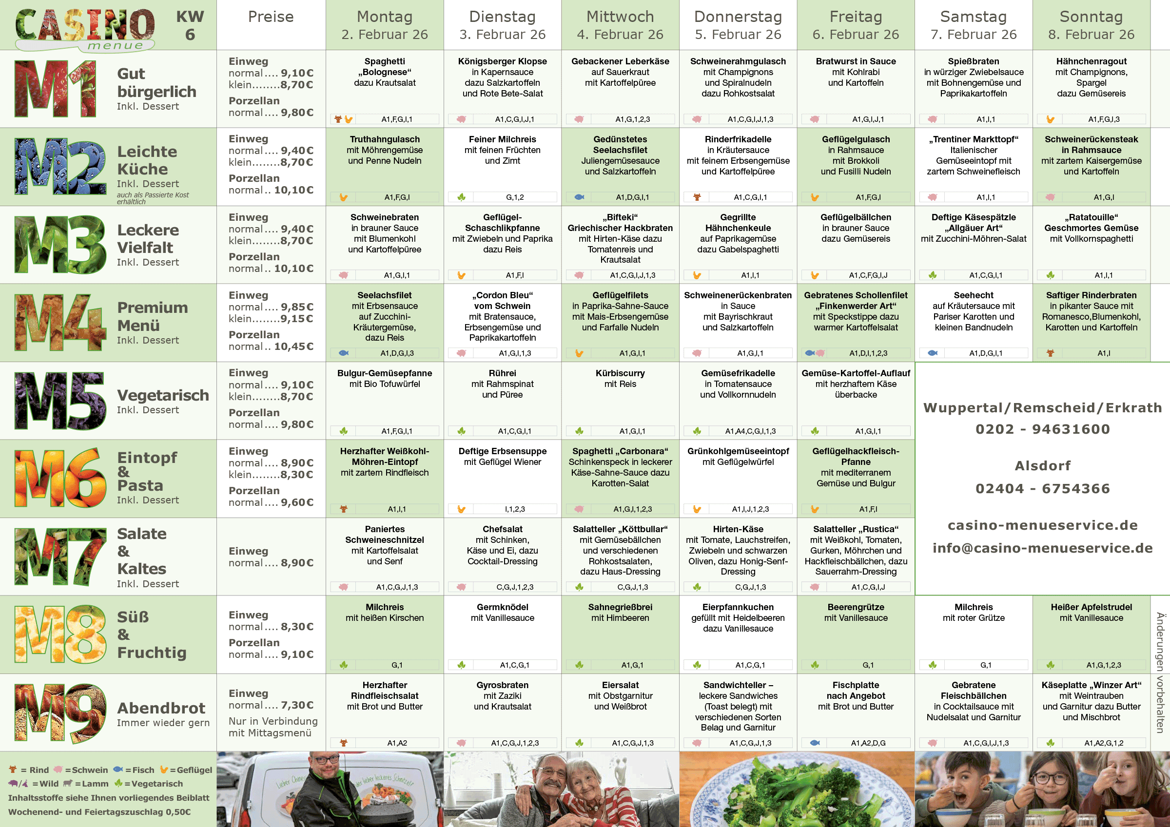 Wochenplan Essen auf R&auml;dern