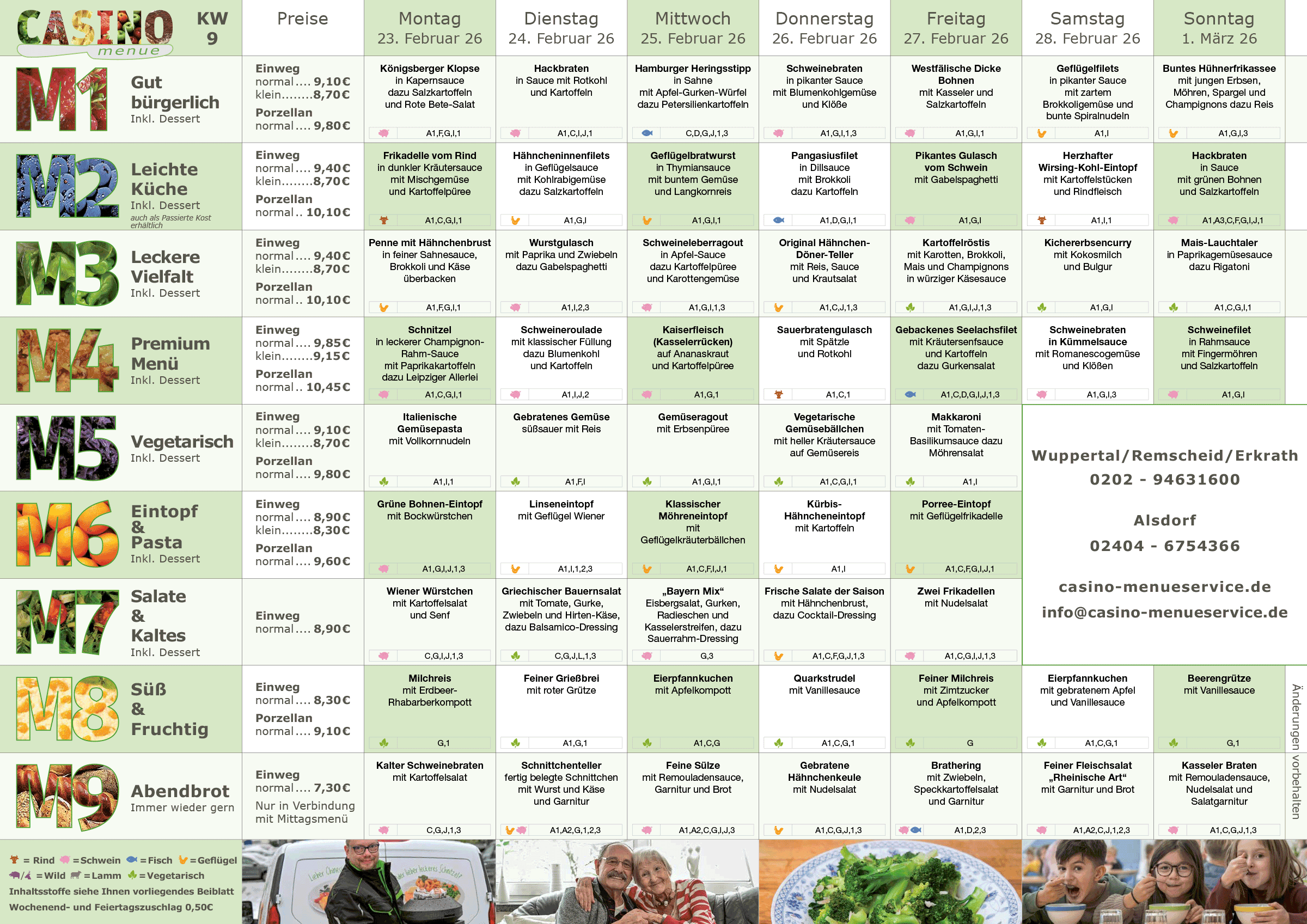 Wochenplan Essen auf R&auml;dern