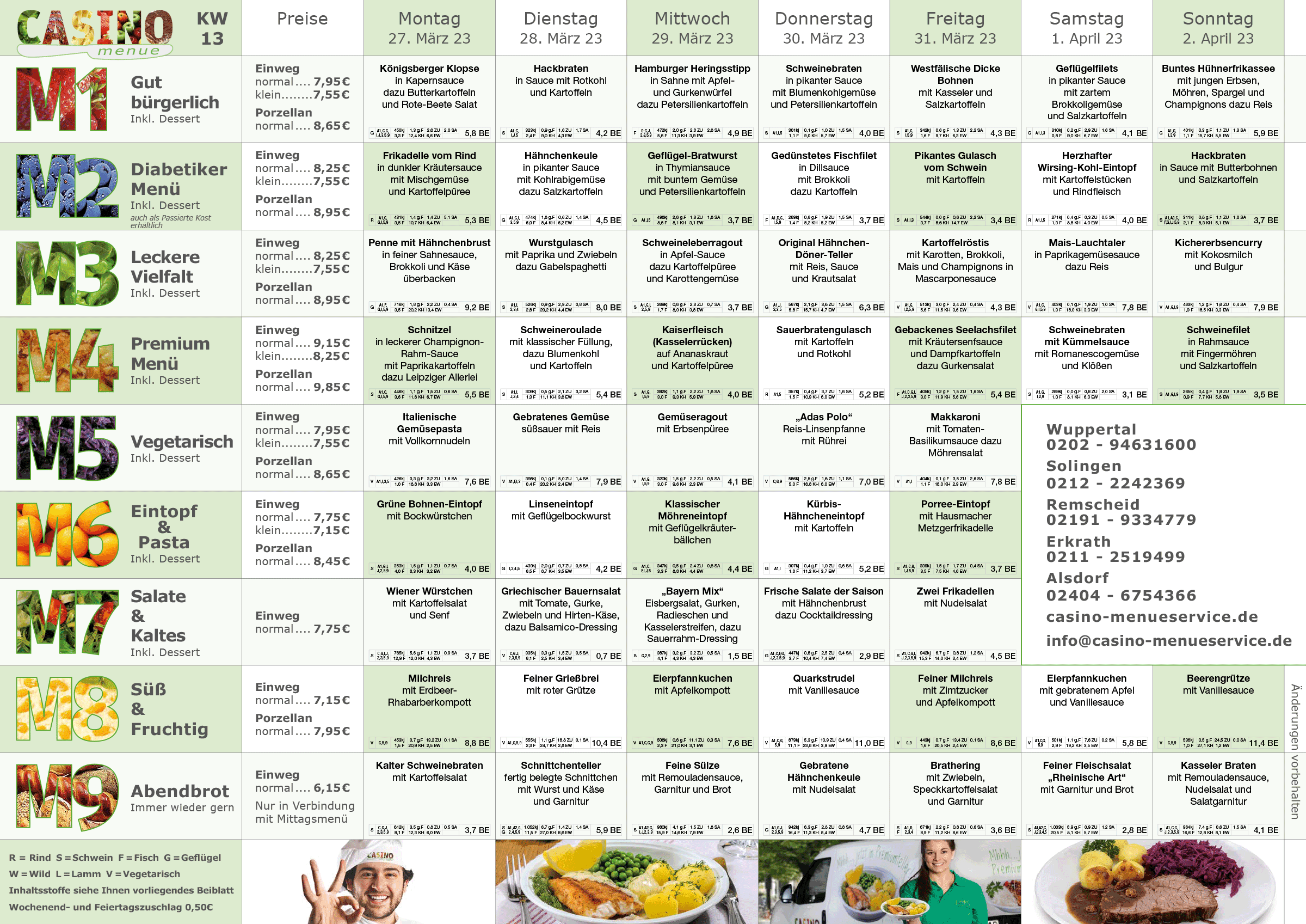 Wochenplan Essen auf Rädern
