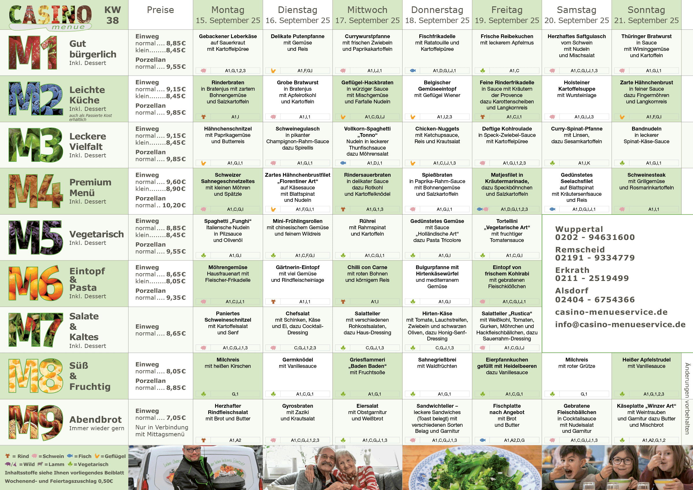 Wochenplan Essen auf Rädern