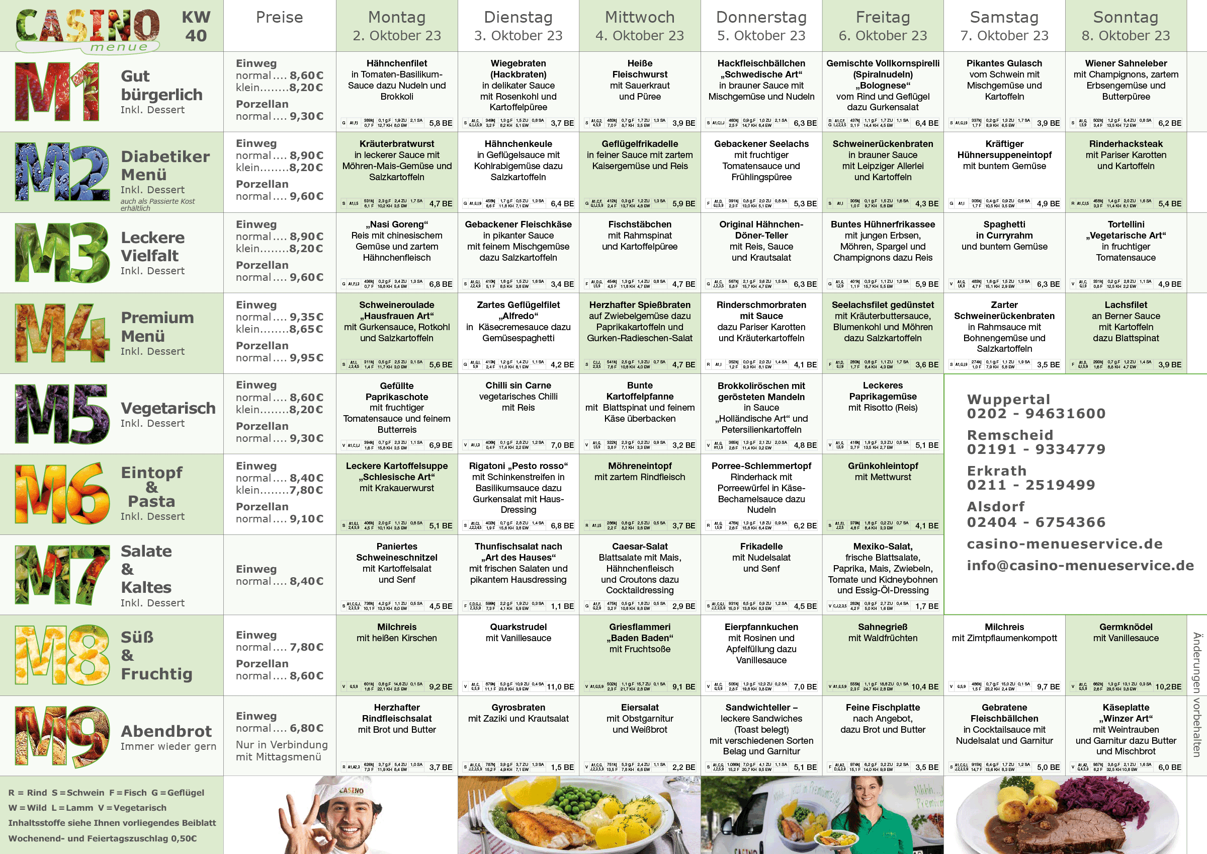 Wochenplan Essen auf Rädern