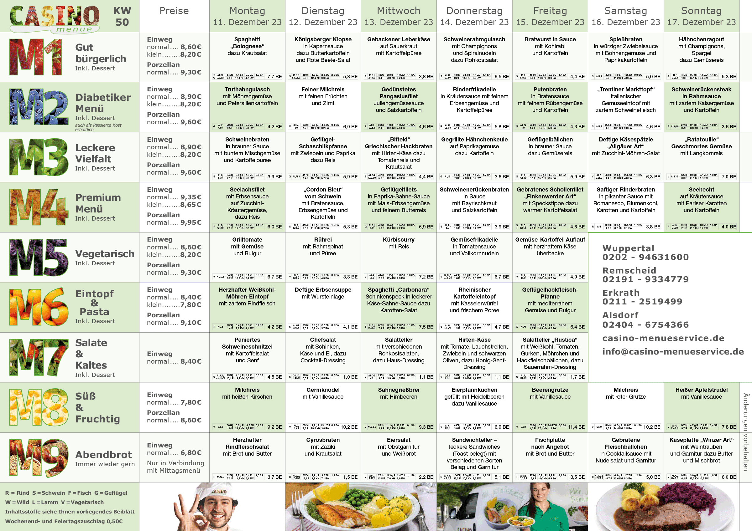 Wochenplan Essen auf Rädern