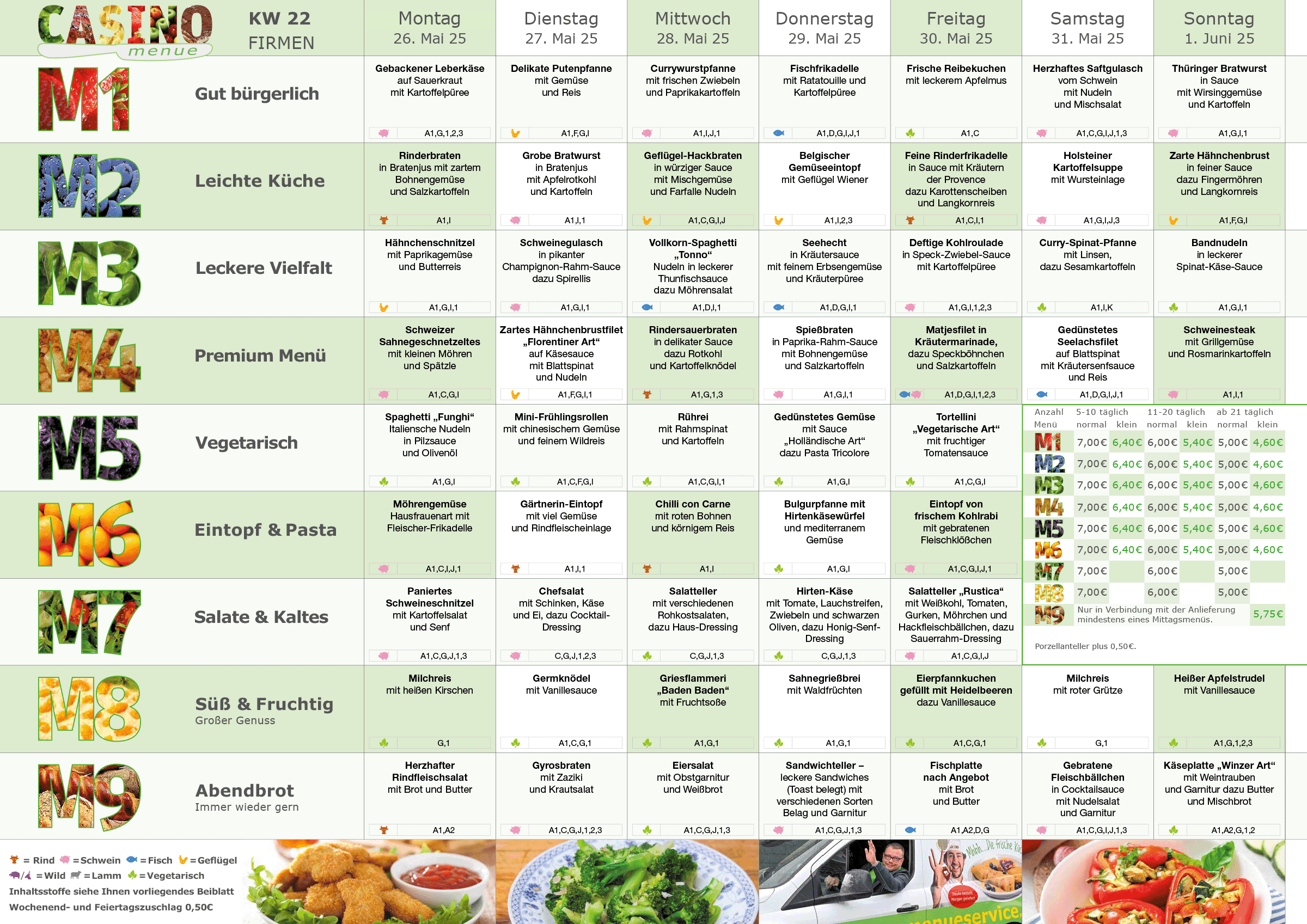 Wochenplan Essen auf Rädern