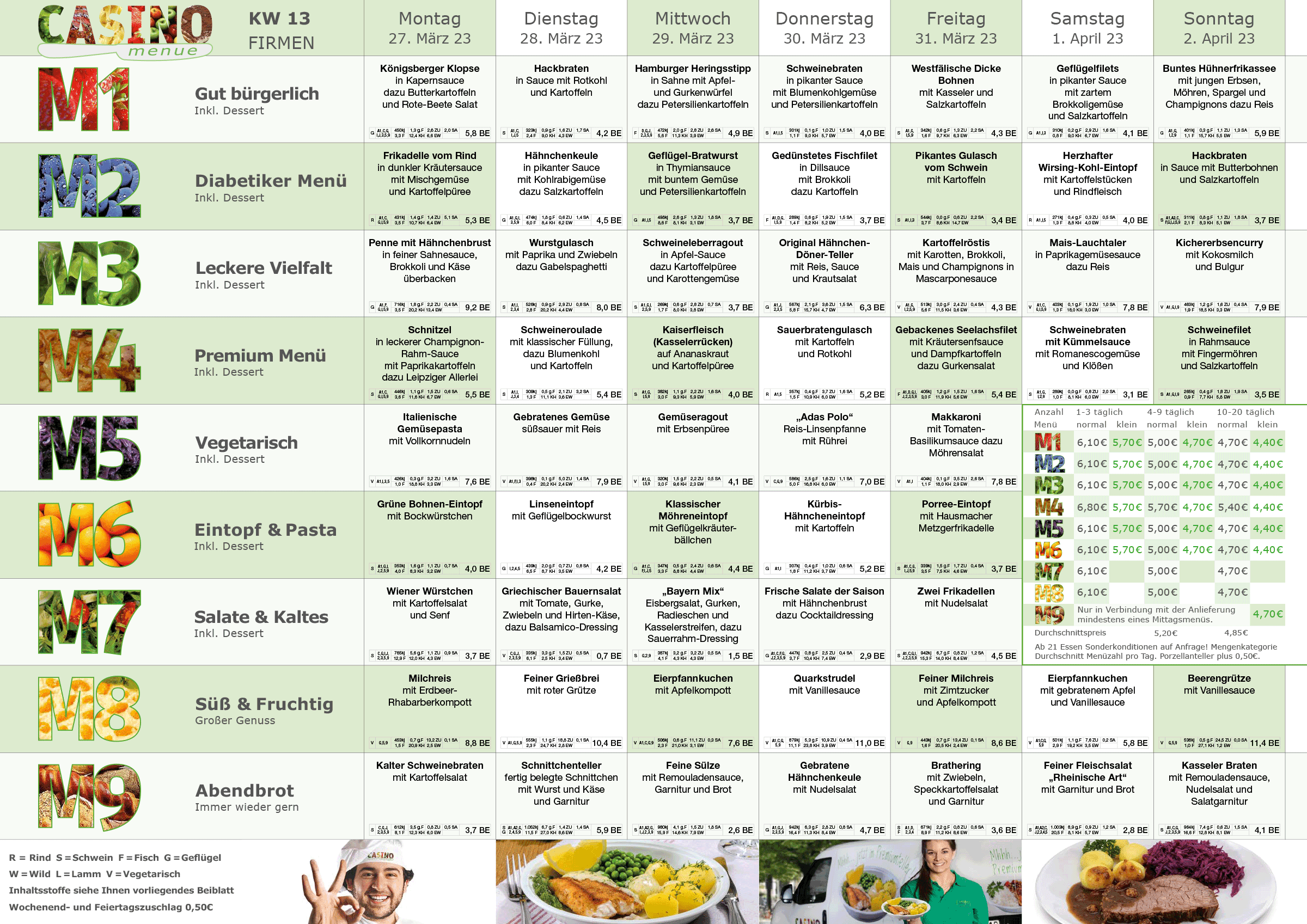 Wochenplan Essen auf Rädern