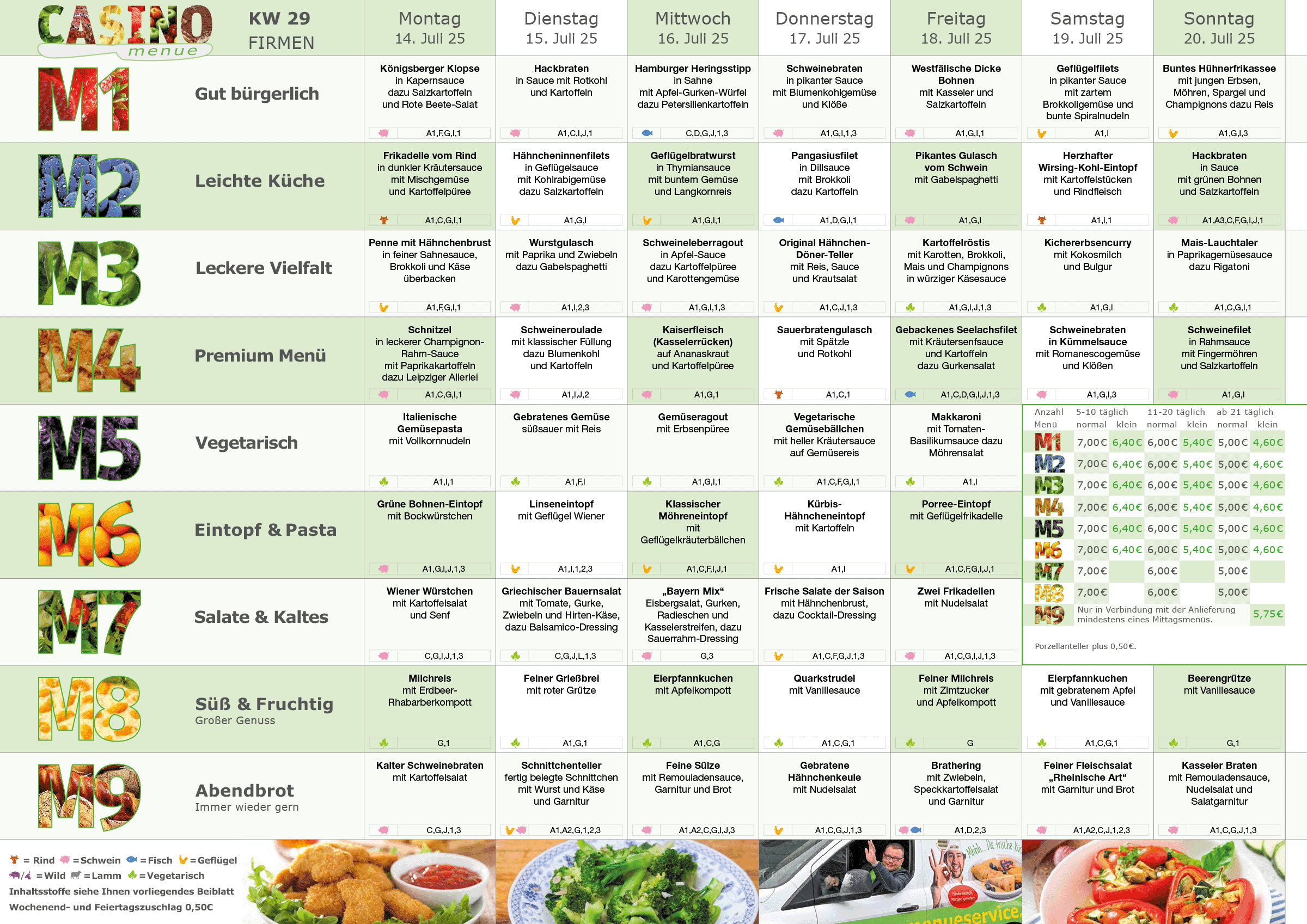 Wochenplan Essen auf Rädern