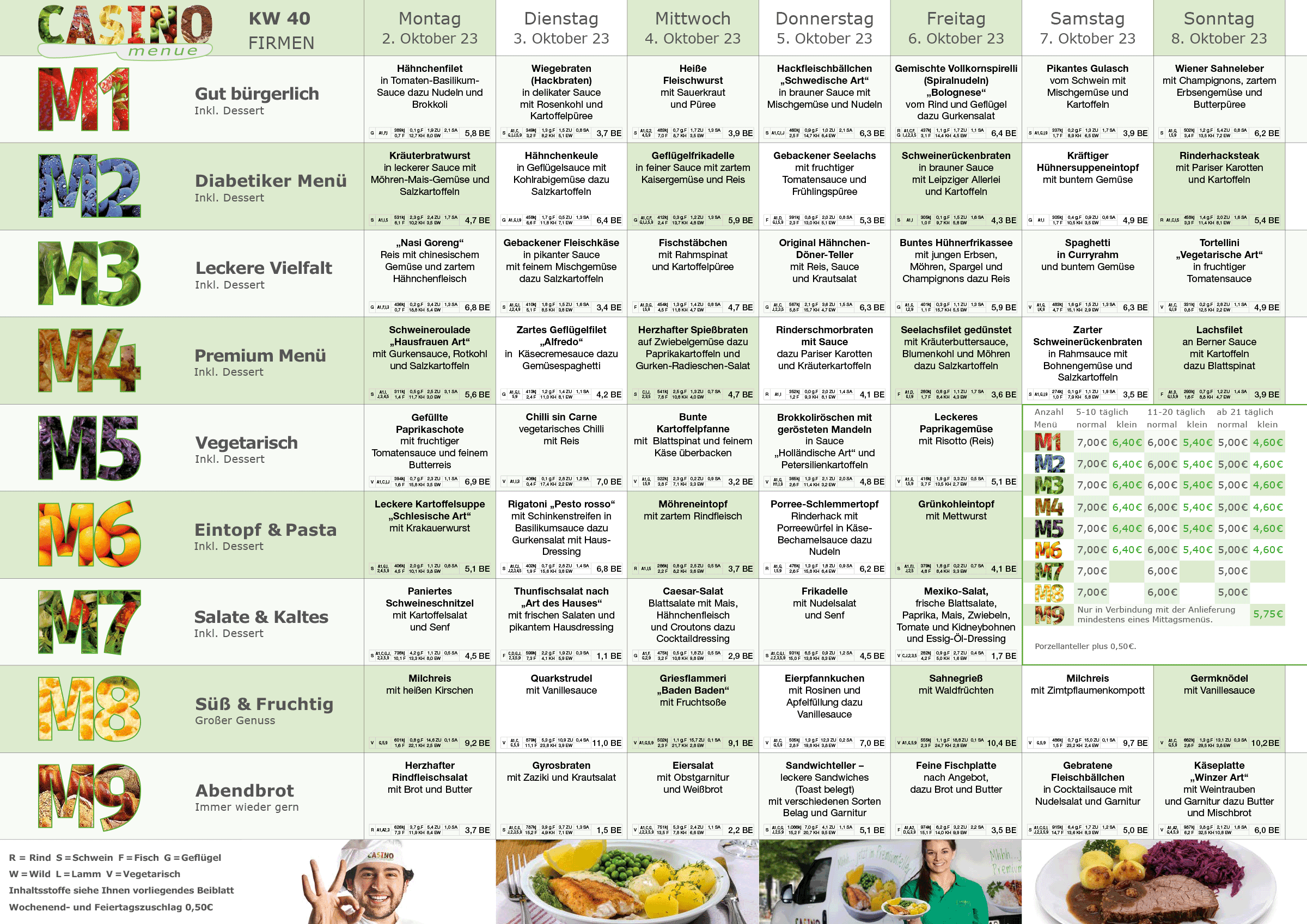 Wochenplan Essen auf Rädern