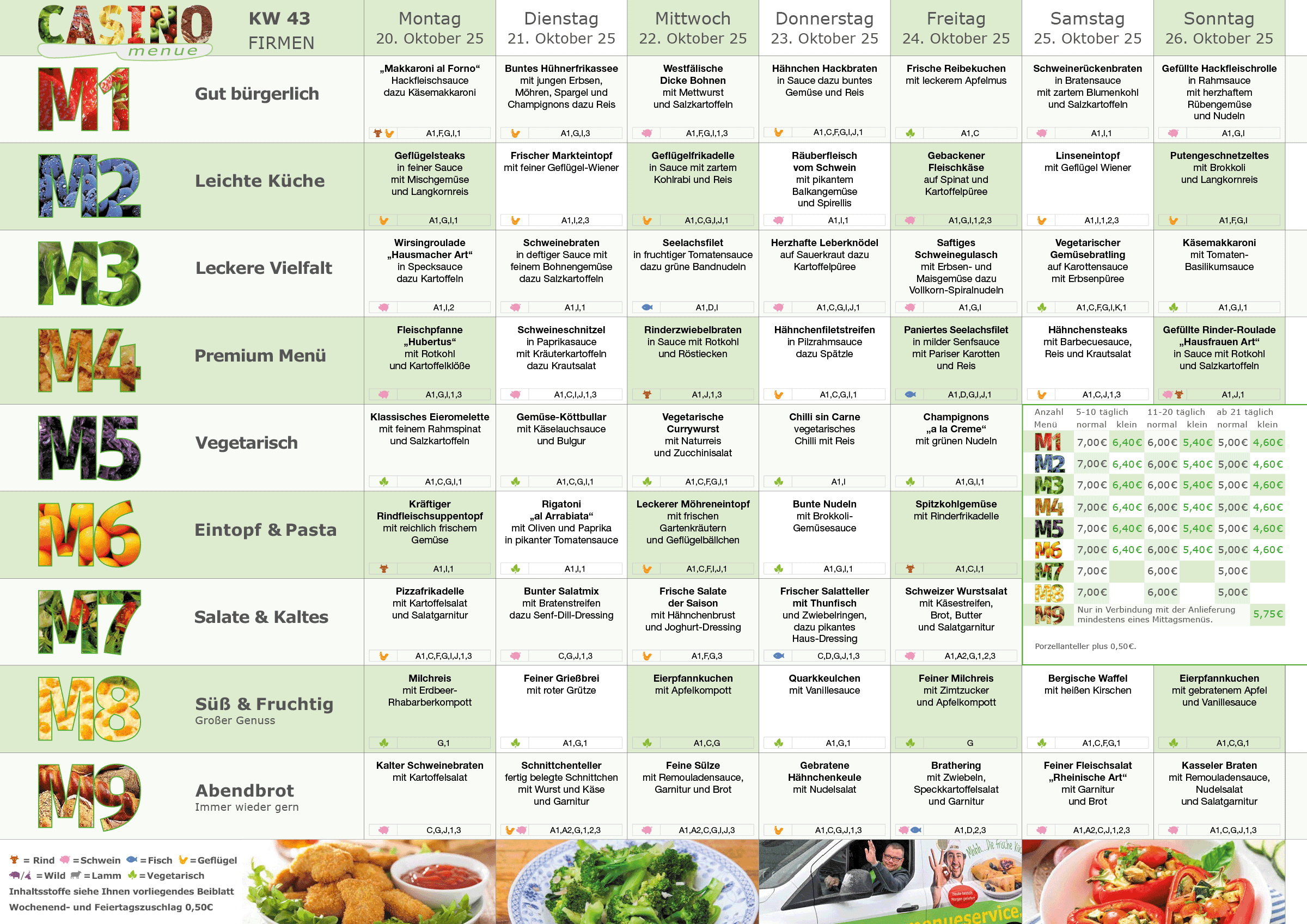 Wochenplan Essen auf Rädern Wochenplan Essen auf Rädern