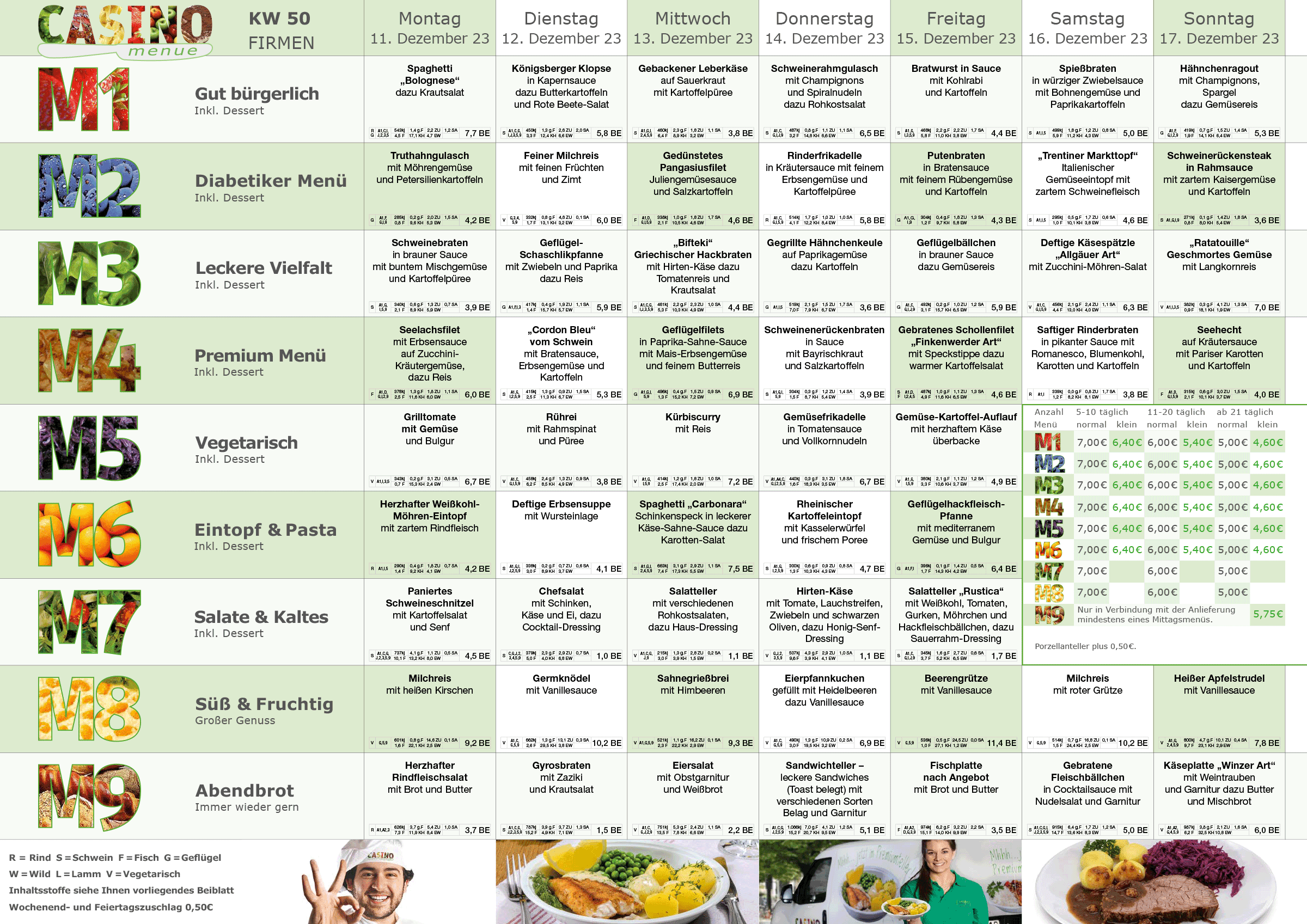 Wochenplan Essen auf Rädern
