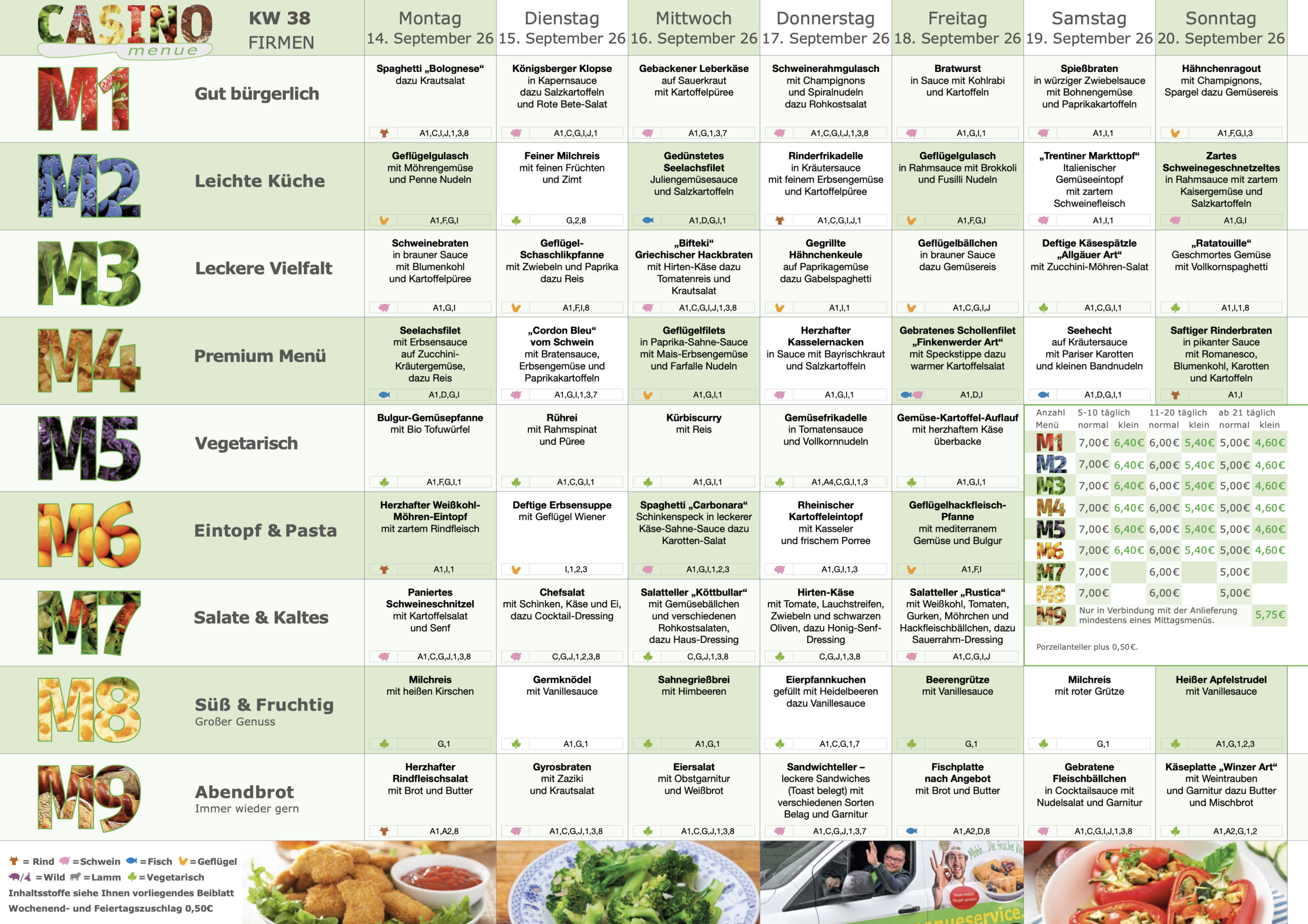 Speiseplan KW38 Unternehmen