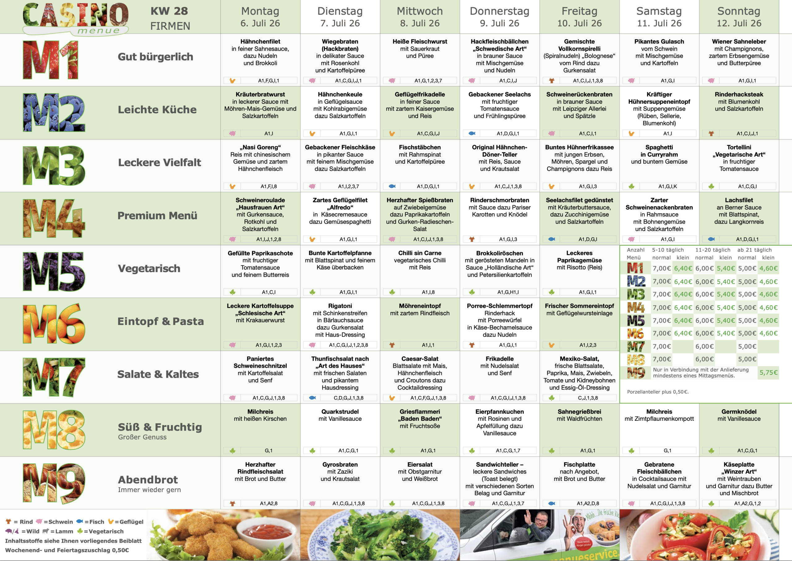 Speiseplan Unternehmen KW 28
